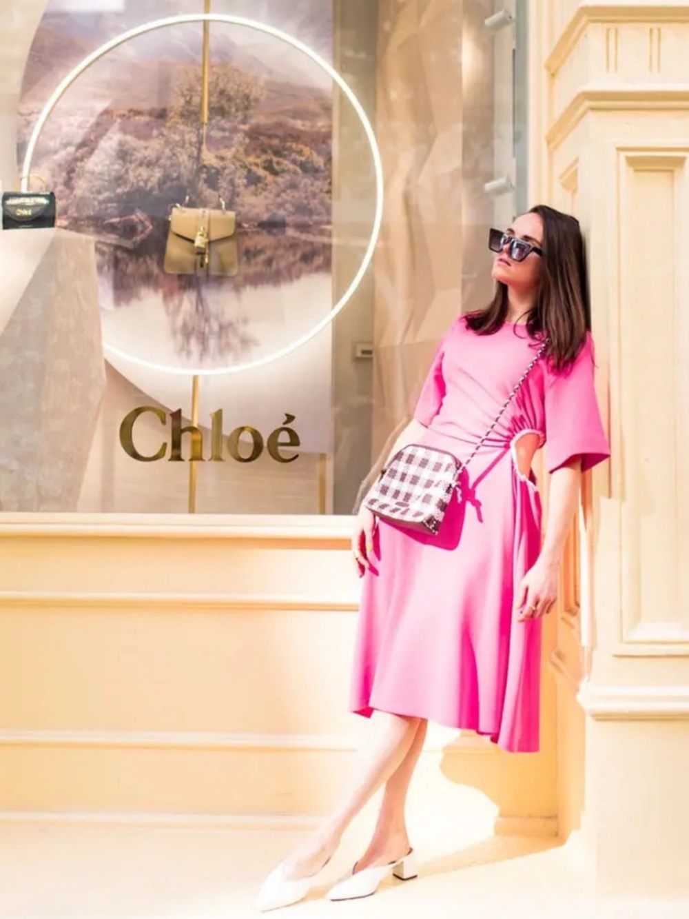 See by Chloé Cut Out Asymmetrical Pink Midi Dress - Picture 4 of 14